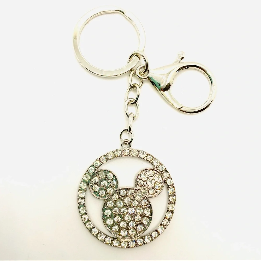 Mickey Mouse Purse Charm Key Chain Crystals set in Silver tone. BRAND NEW